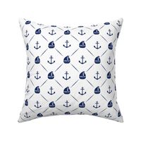 Navy Anchors & Sailboats 