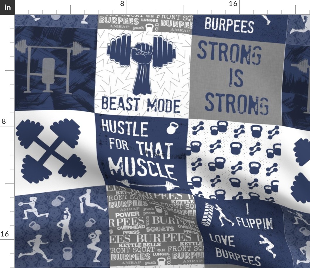 Navy crossfit cheater quilt 6 inch squares