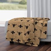 Fleur de Bees Black on Burlap