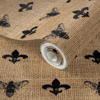 Fleur de Bees Black on Burlap