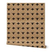 Fleur de Bees Black on Burlap