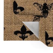 Fleur de Bees Black on Burlap