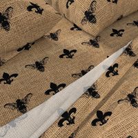 Fleur de Bees Black on Burlap