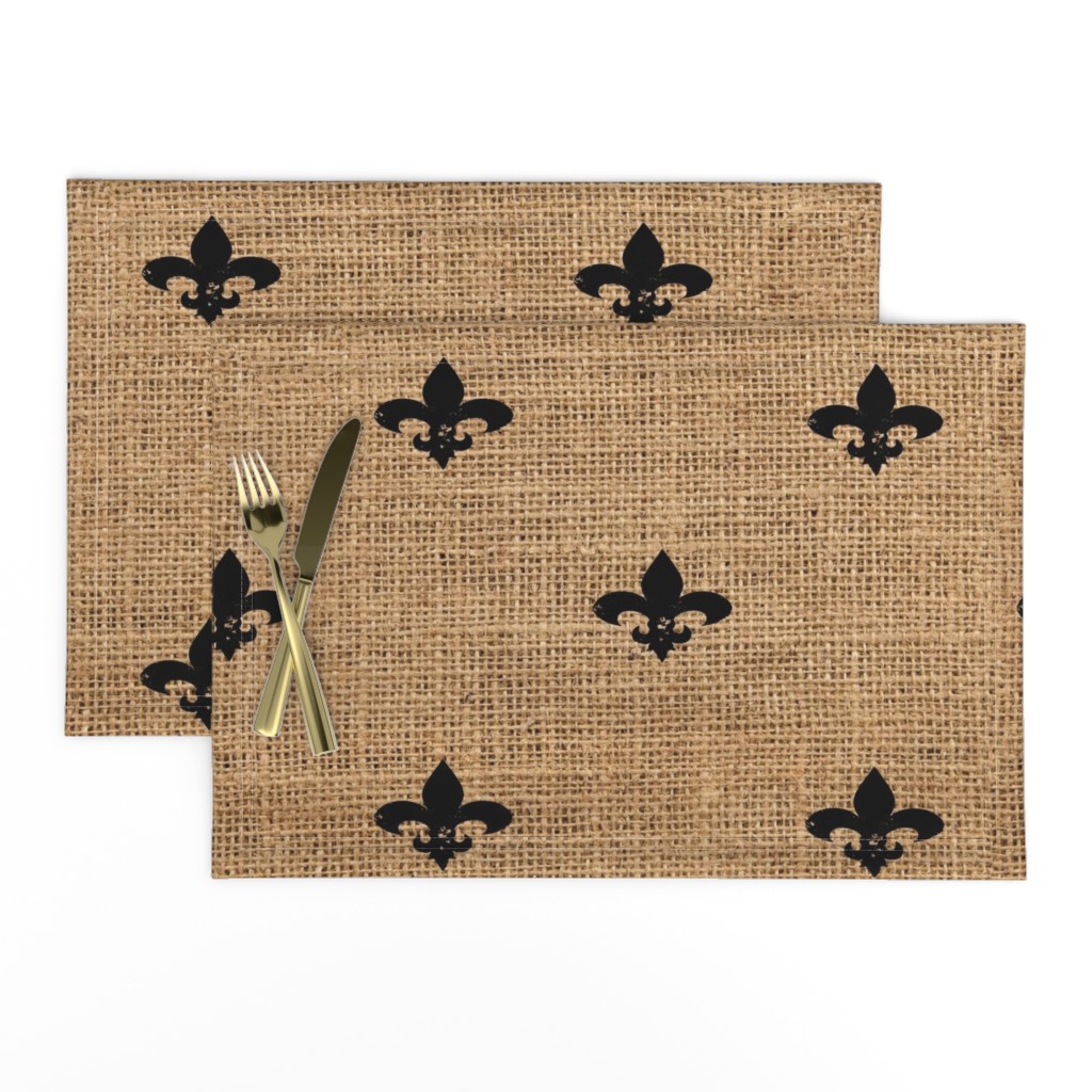 Fleur de Lis Wide on Burlap