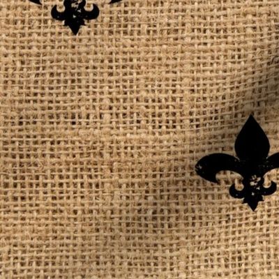 Fleur de Lis Wide on Burlap