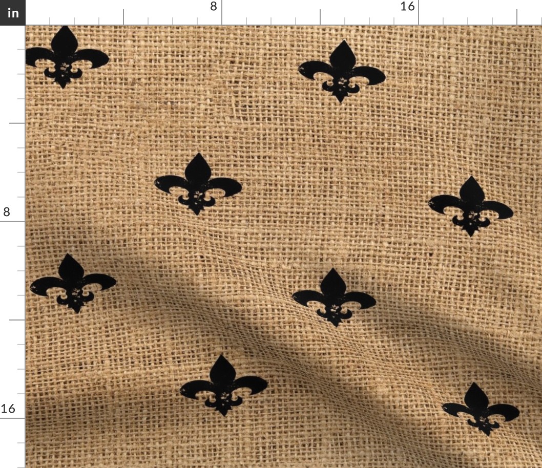 Fleur de Lis Wide on Burlap