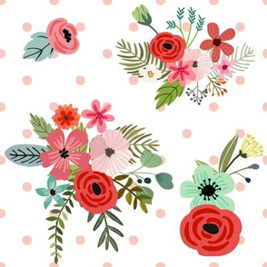 8" Floral Happy Pink Polka Dots