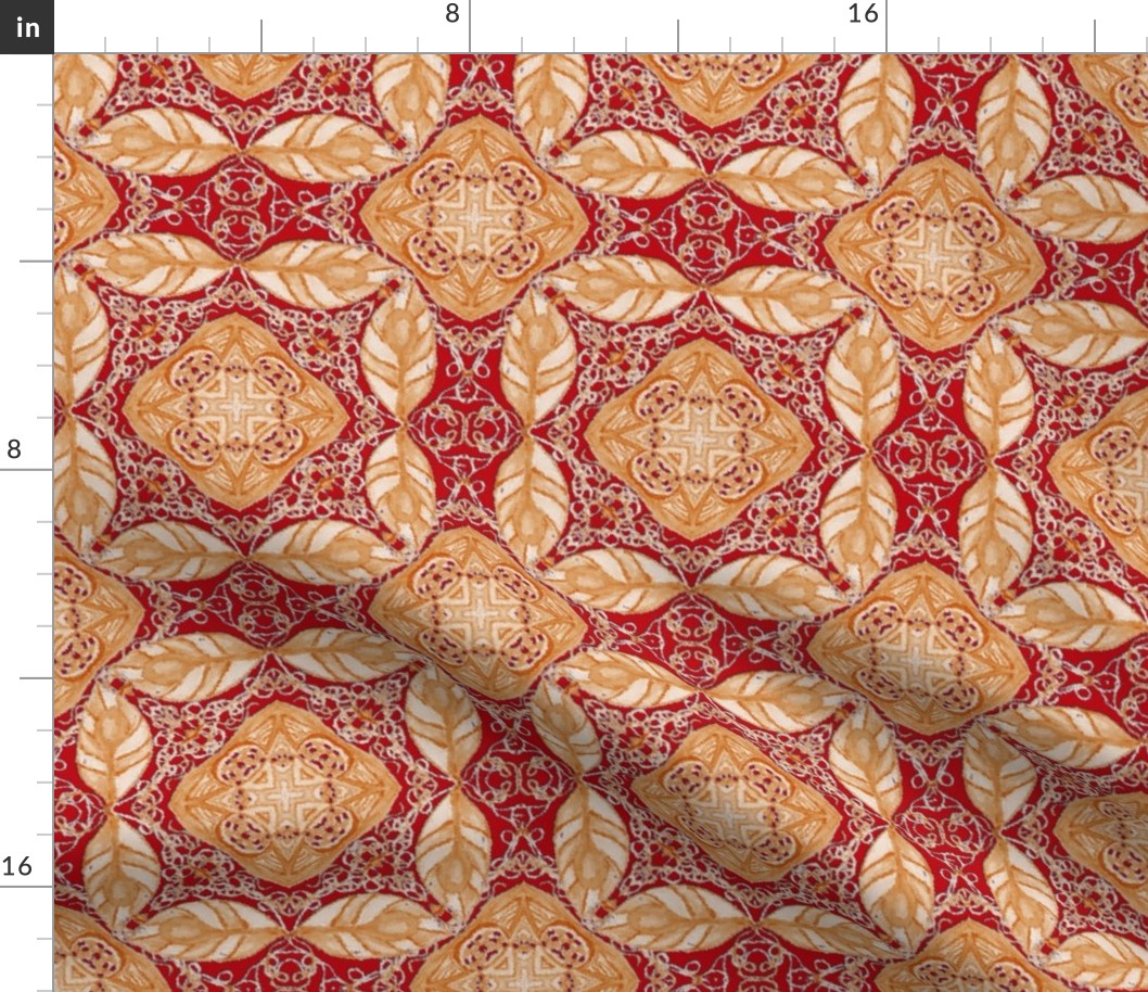 Old Fashioned Faux Carpet in Red and Cream