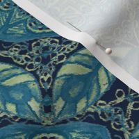 Old Fashioned Faux Carpet in Blue and Ice Green