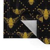 Gold Bees Dots on  Black