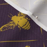 Gold Bees Lines on purple