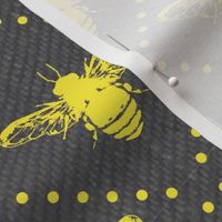 Gold Bees Dots on Grey