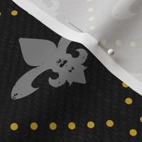 Fleur de Lis Grey Yellow dots on black