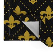 Fleur de Lis with dots on Black