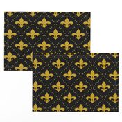 Fleur de Lis with dots on Black