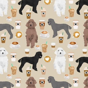 poodles dog coffee fabric cute coffee design poodles khaki