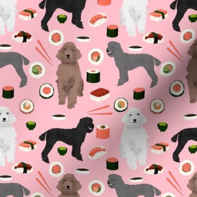 poodles dog sushi fabric cute poodle coats dog colors dog fabric sushi lover blossom pink