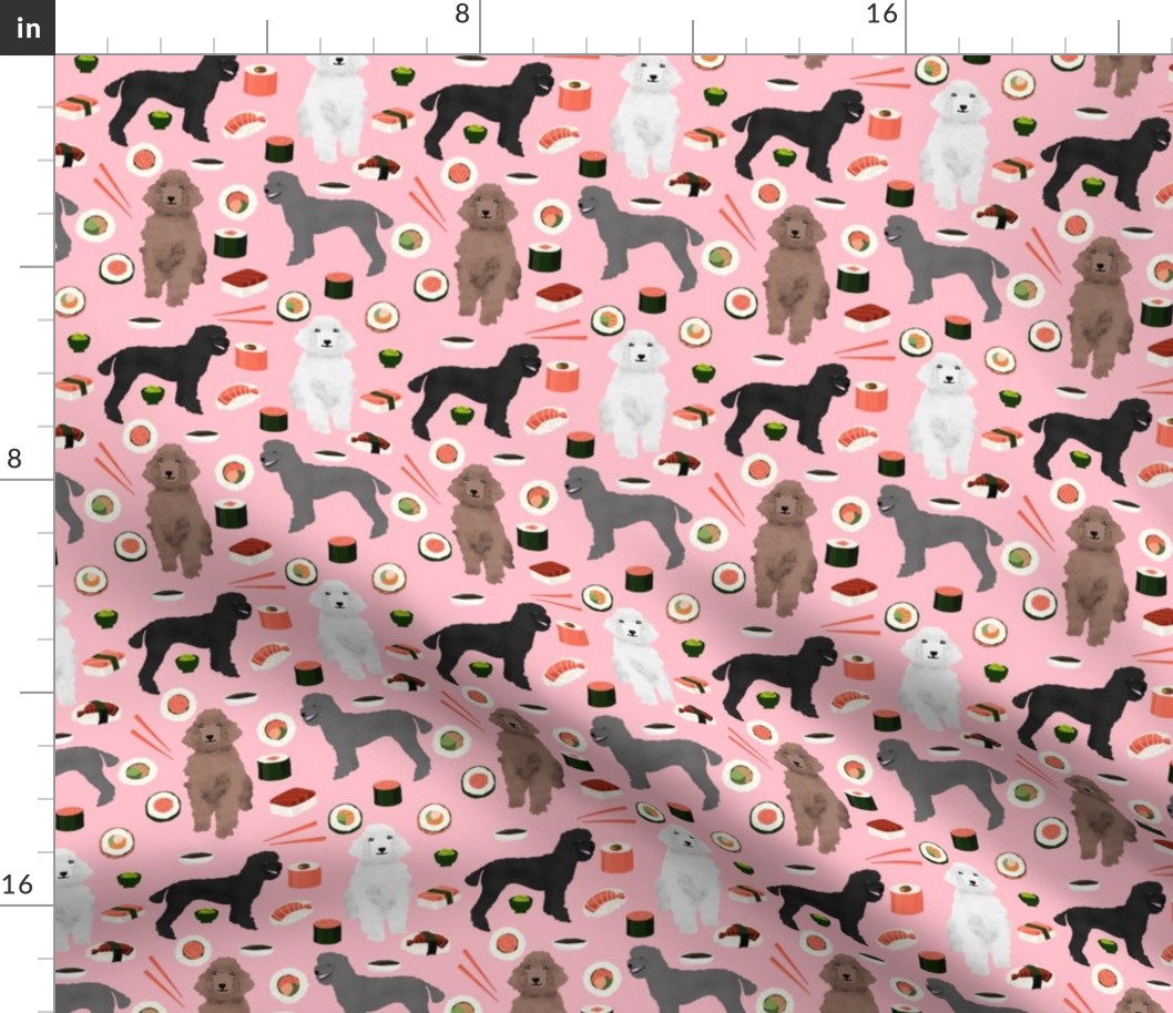 poodles dog sushi fabric cute poodle coats dog colors dog fabric sushi lover blossom pink