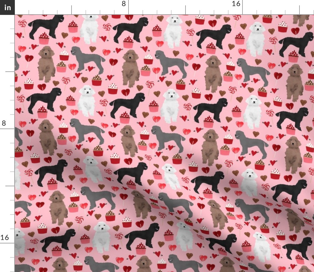 poodles valentines day love fabric cute poodle dog design poodles valentines blossom pink