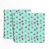 spring butterflies // cute girls pink and mint butterfly fabric spring butterflies design