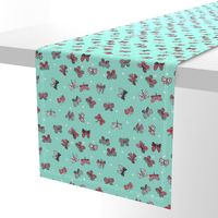 spring butterflies // cute girls pink and mint butterfly fabric spring butterflies design