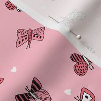 spring butterflies // pink spring nature botanical print girls butterfly fabric