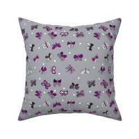 spring butterflies // grey and purple butterflies fabric cute nature botanical prints