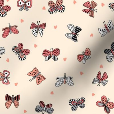 spring butterflies // coral and yellow girls flutterby fabric cute butterfly design best butterflies fabric
