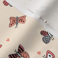 spring butterflies // coral and yellow girls flutterby fabric cute butterfly design best butterflies fabric