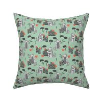 godzilla // mint and grey godzilla scary fabric monsters design scary kids movie design