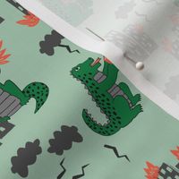 godzilla // green monster fabric scary movie fabric films kids monsters design