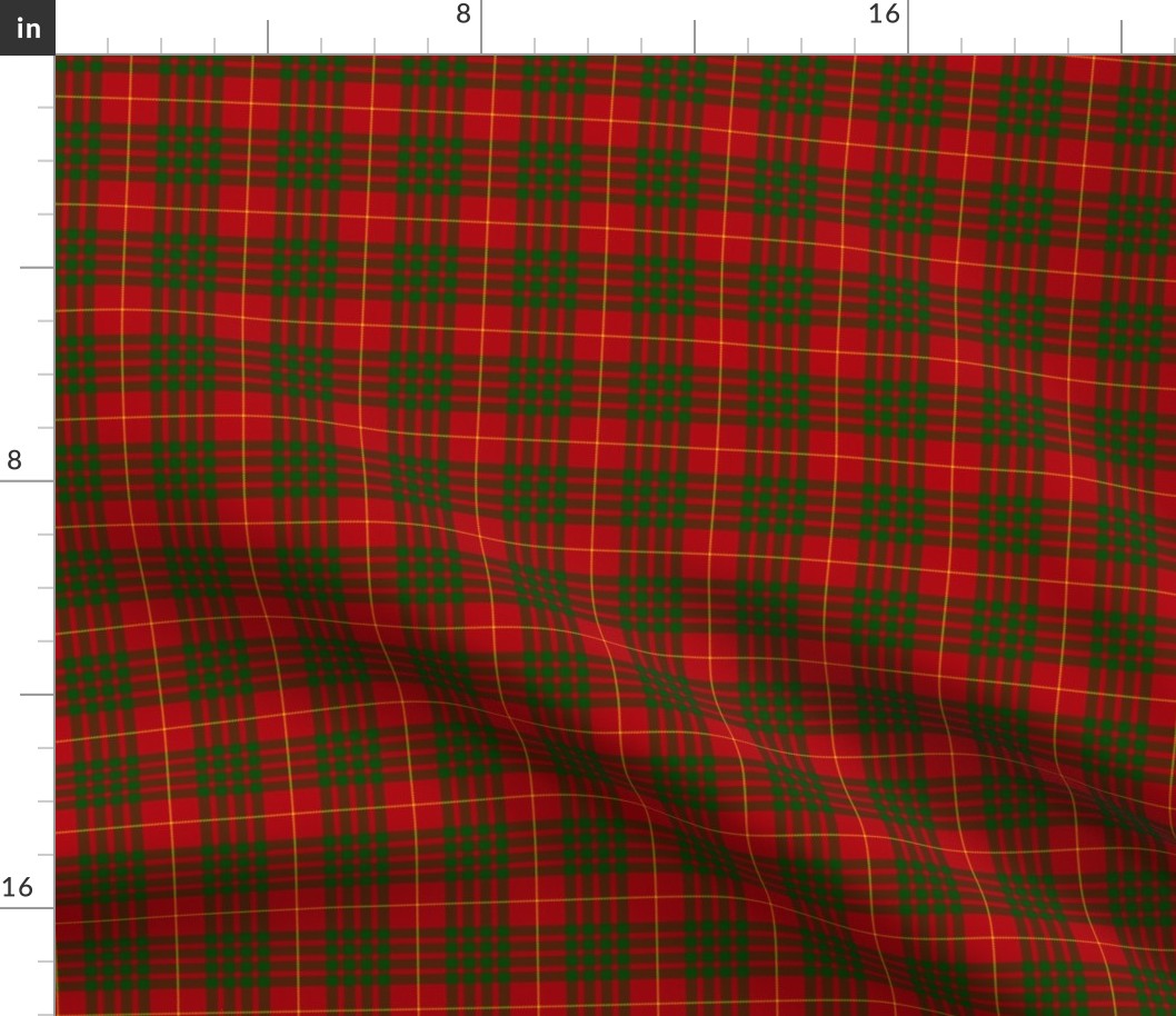 Cameron 1842 clan tartan, 2" red/green, Vestiarium Scoticum