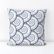 clock spirals, 6" navy on white