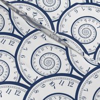 clock spirals, 6" navy on white