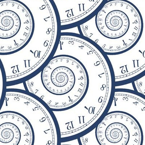 clock spirals, 6" navy on white