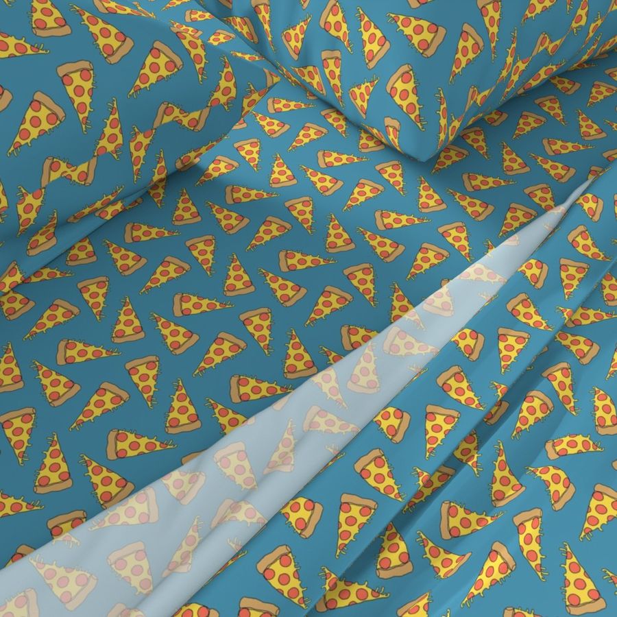 pizza // blue pizza junk food fabric cute pizza design pizzas fabric