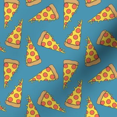 pizza // blue pizza junk food fabric cute pizza design pizzas fabric