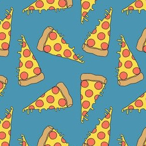 pizza // blue pizza junk food fabric cute pizza design pizzas fabric