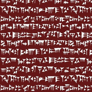 Babylonian Cuneiform on Burgundy // Small