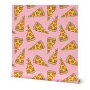 pizza // pink pizza fabric nursery baby pink design junk food fabric