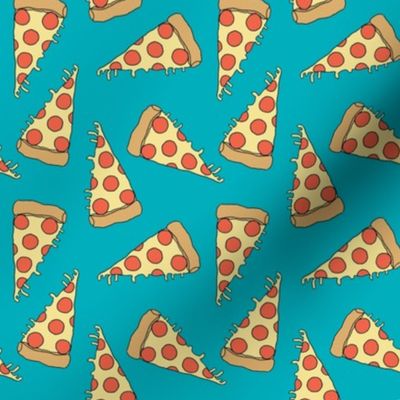 pizza fabric // turquoise pizza fabric food junk food fabric kids 90s design