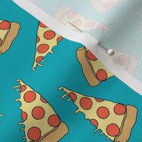 pizza fabric // turquoise pizza fabric food junk food fabric kids 90s design