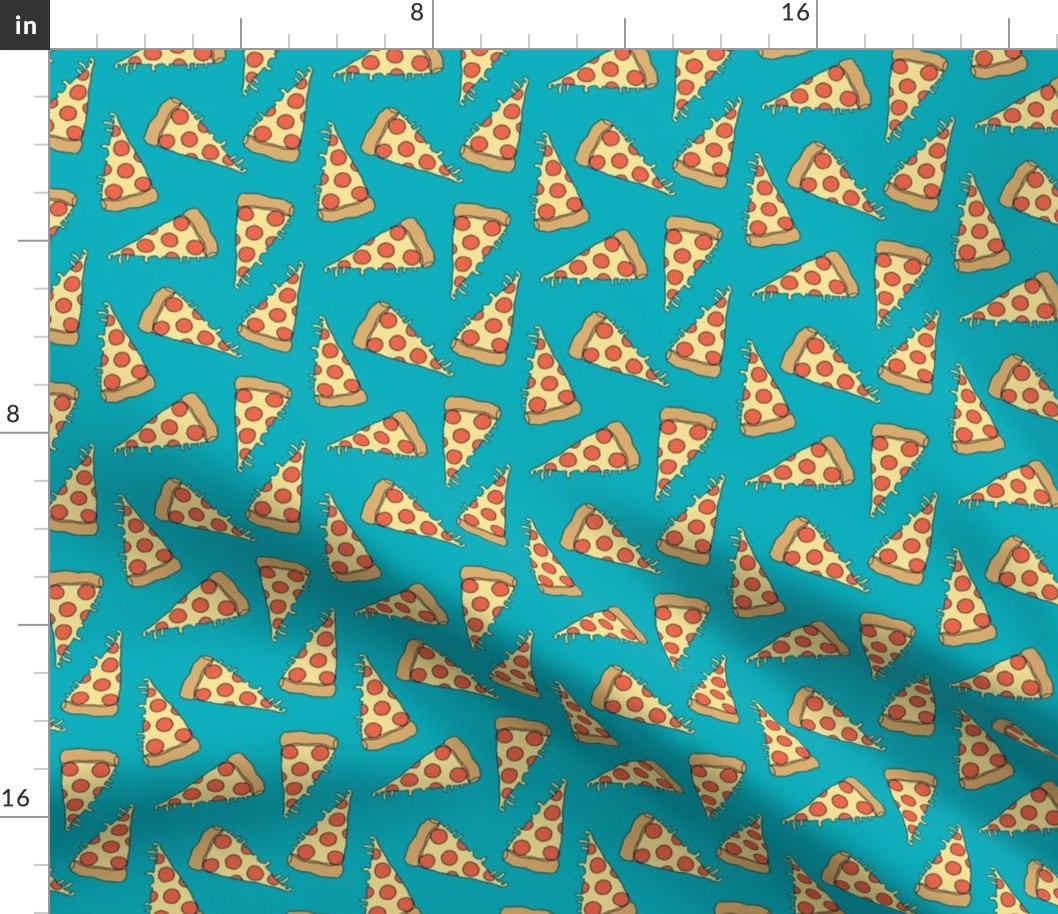 pizza fabric // turquoise pizza fabric food junk food fabric kids 90s design