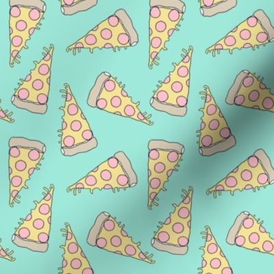 pizza // pastel mint fabric pizza food junk food fabric 90s pastel girls design