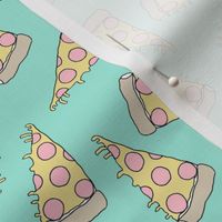 pizza // pastel mint fabric pizza food junk food fabric 90s pastel girls design