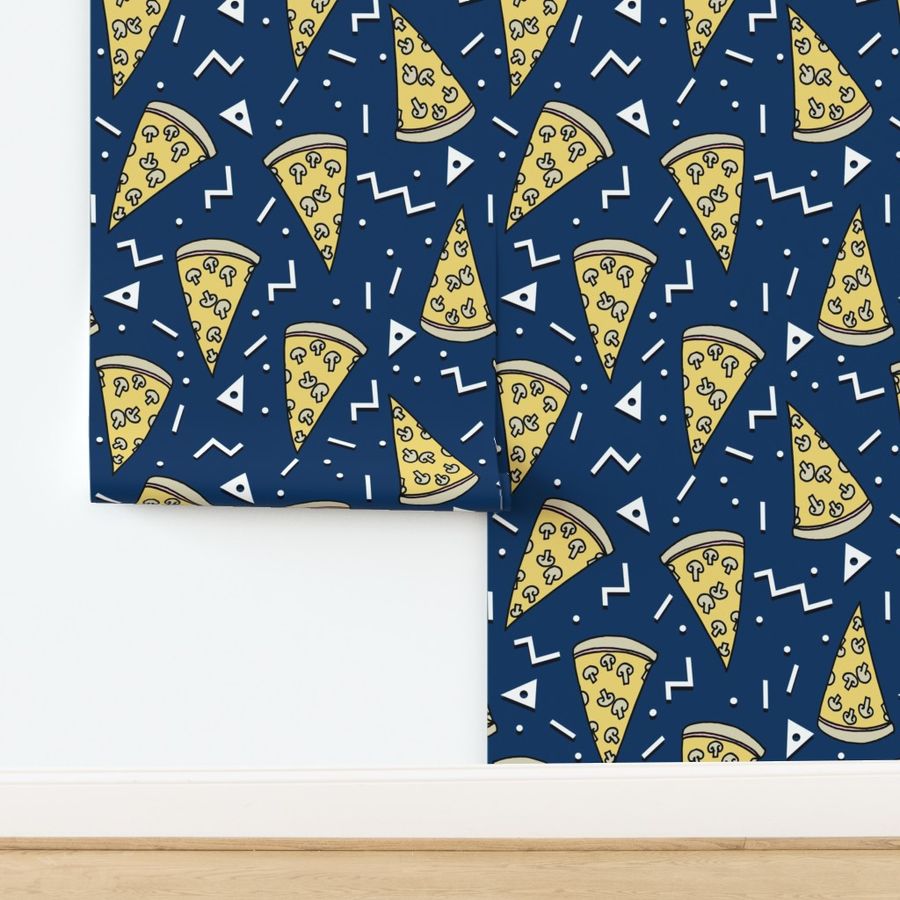 pizza party // navy pizza junk food fabric food junk food design