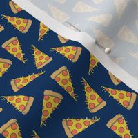 pizza // small pizzas fabric navy blue pizza food design