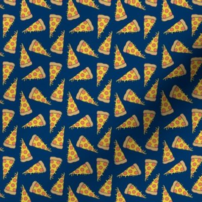 pizza // small pizzas fabric navy blue pizza food design