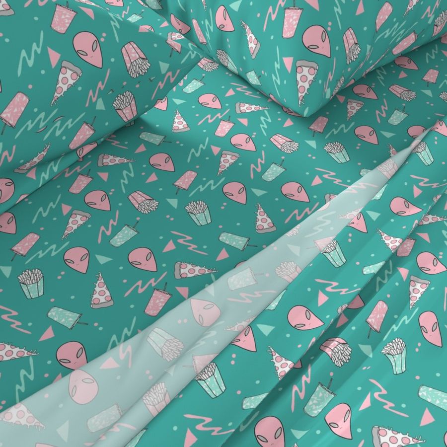 drive thru // alice space 90s drive through fabric pizza fries fabric 