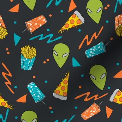 drive thru // space alien junk food outer space drive thru pizza fries